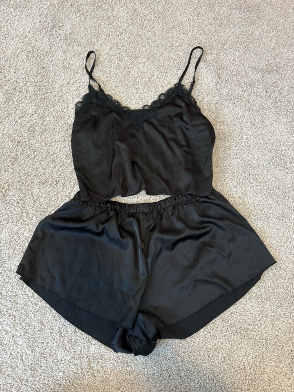 Target Black Satin Lace-Trim Cami & Shorts Sleep Set